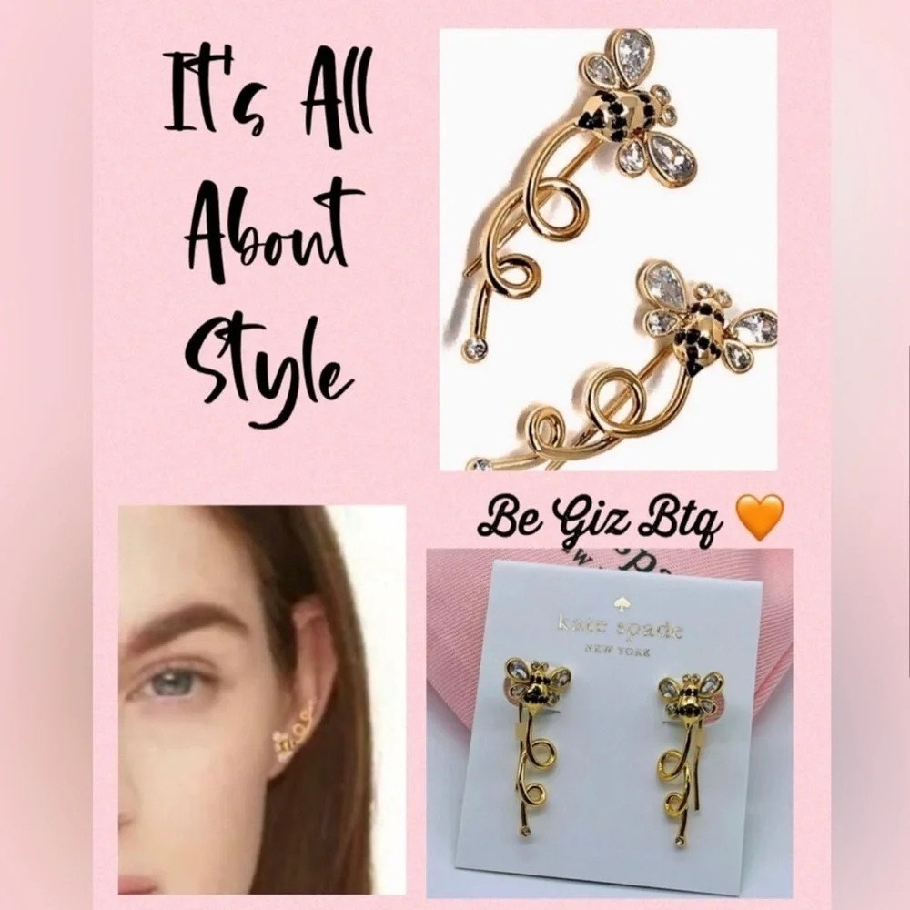 Kate Spade Authentic Metallic Picnic Perfect Bee Ear Pierced Earrings